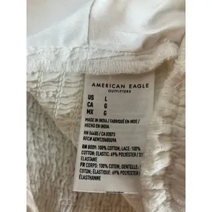 AMERICAN EAGLE Smocked Crop Top Size Large L White COQUETTE COTTAGE FEMININE thumbnail 4