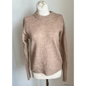 Quince Baby Alpaca Wool Diamond Stitch Crewneck Sweater Camel Small thumbnail 3