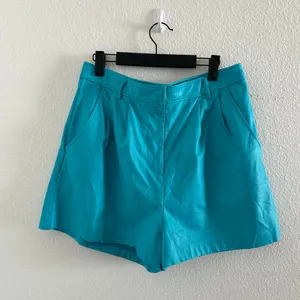 Amanda Uprichard Faux Leather Teal High Waisted Jane Shorts thumbnail 2