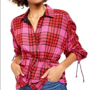 Free People New Plaid Shirt thumbnail 1