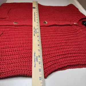 VICI Womens Rust Red Chunky Shaker Knit Button Front Sweater Vest Gold Buttons L thumbnail 5