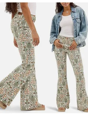 NWT Wrangler Fierce Flare High Rise JEANS Size 12 X 32 Green Vintage Garden Y2K thumbnail 4