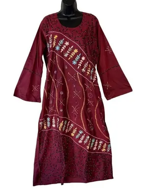 Embroidered Flared Sleeve Kurti Maxi Dress NWT thumbnail 1