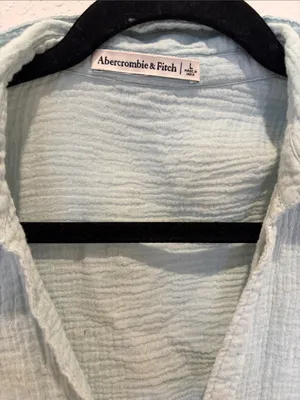 Abercrombie & Fitch Long-Sleeve Oversized Tie-Front Gauzy Shirt Size L thumbnail 5