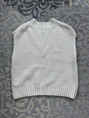 En Saison Cable Knit Sweater Vest Wool Blend Cream Small thumbnail 3