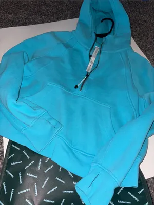 lululemon athletica scuba hooded Bright Turquoise Half-Zip Hoodie thumbnail 3