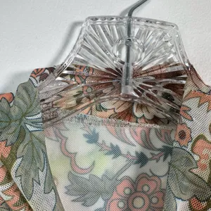 Retro Floral Mesh Mock Neck Cropped Top Long Bell Sleeve 70s Style Boho Festival thumbnail 3