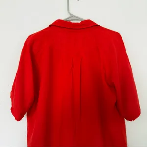 Red Hot Red-Orange 100% Rayon Button-Up Blouse Women’s Size L thumbnail 5