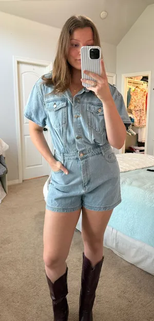 Boutique Denim Romper thumbnail 1