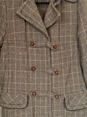 Faconnable Brown Plaid Wool Toggle Pea Coat thumbnail 5