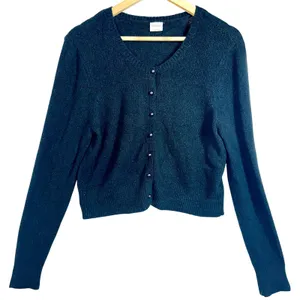 Abercrombie & Fitch Soft AF Black Button Front Long Sleeve Cardigan Sweater Sz L thumbnail 1