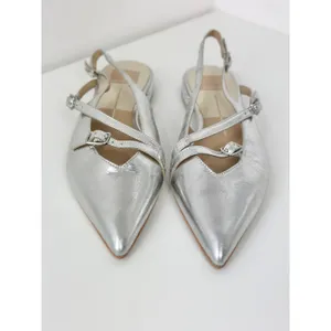 NEW Dolce Vita Pamla Sling Back Metallic Leather Flats Shoes Silver US 8.5 thumbnail 9