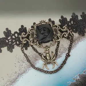 1pc‎ Retro Style Gothic Black Rose Lace Tassel Bracelet Spider Rose Bracelet thumbnail 3