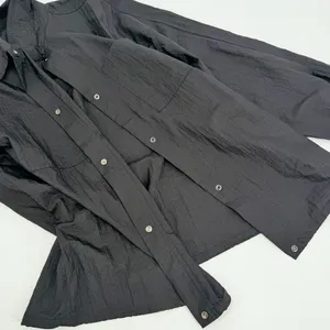 Athleta Shirt Women S Black Lunar Sheen Overshirt Drawstring Snap Gorpcore Nylon thumbnail 9