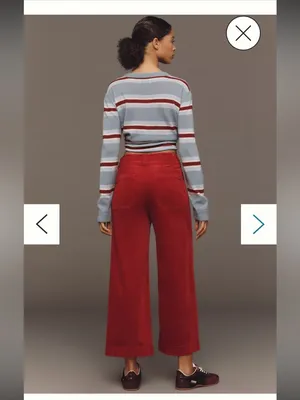 red Nwot rare Colette Corduroy Crop Wide-Leg Pants Maeve $118 spring casual thumbnail 3
