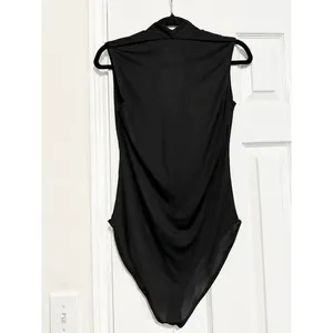 Zara Collection Black Draped Cowl Neck Sleeveless Bodysuit Size Medium thumbnail 3