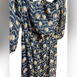 Club Monaco Tansa Dress in Deep Sapphire Blue Floral Metallic‎ Pattern Sz 2 thumbnail 12