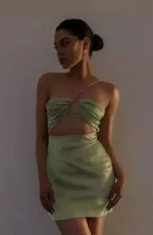 Boutique Green Y2K Cutout Bodycon Dress Size Small thumbnail 2
