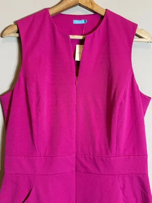 J. McLaughlin Hudson Front Zip Bi-Stretch Sheath Dress Women's 8 Pink Formal NWT thumbnail 6