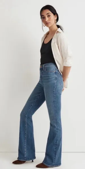 Madewell Skinny Flare Jeans High Rise Medium‎ Wash Blue Denim Size 27 thumbnail 1