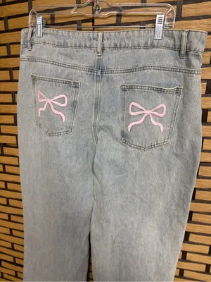 Edikted bow pocket baggy jeans size xl thumbnail 4