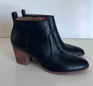 Madewell Women's Brenner Black Block‎ Heel Leather Ankle Booties thumbnail 1