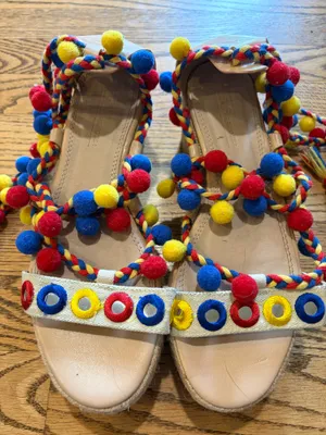ASOS Tijuana Multi Pom Flatforms  Espadrille Platforms Multi Color thumbnail 7