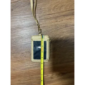 Metallic Gold Lanyard Wallet ID Holder Zipper Pocket Card Slot Slim Neck Strap thumbnail 5