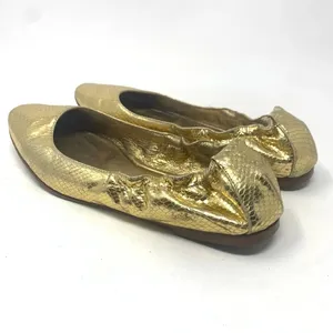 Dolce & Gabbana Gold Metallic‎ Snakeskin Flats thumbnail 8