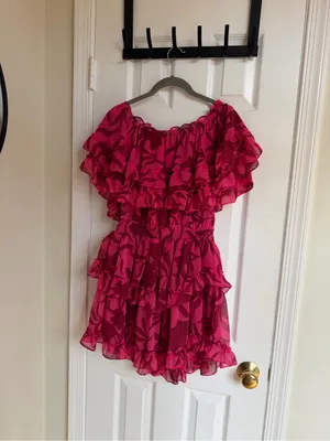 MISA Los Angeles Isella Graphic Floral Ruffle Mini Dress M thumbnail 4