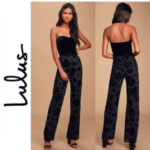 Lulus Love About It Velvet Strapless Jumpsuit Size Large‎ Black thumbnail 2