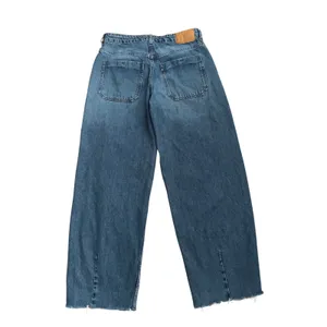 Zara Z1975 Low Rise Balloon Fit Jeans Faded Blue Raw Hem 100% Cotton Size 6 thumbnail 3