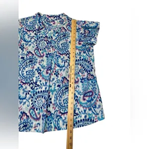 Vibrant Blue and White Blouse Size M thumbnail 7