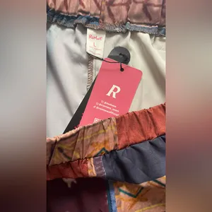 ROMWE Patchwork Wide Leg Pants - Blue, Brown, Orange thumbnail 9