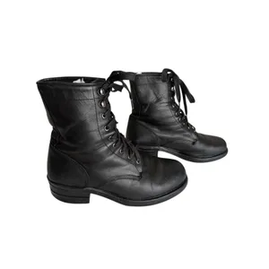 Vintage Frye 90s Y2K USA Black Leather Moto Combat Boots Grunge 9.5 M Goth Biker thumbnail 9