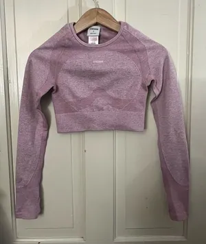 Gymshark Flex Sports Long Sleeve Crop Top Calm Pink Size Small thumbnail 1