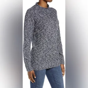 LL Bean Blue Cotton Ragg Funnelneck Pullover Tunic Sweater Size XL‎ thumbnail 3