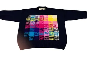 Soft Haus 100% Merino Wool Sweater Rare Navy/ Multicolor Size Small NWOT thumbnail 1