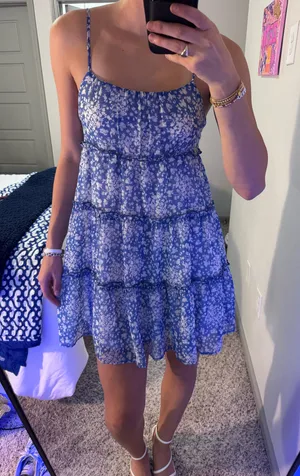 Blue Floral Le Lis Ruffle mini dress thumbnail 1