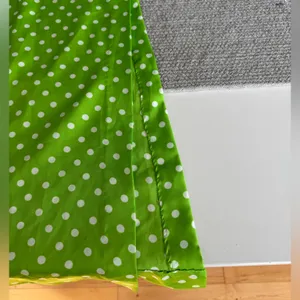Vintage 1960s Handmade Lime Green White Polka Dot Column Maxi Dress and Scarf thumbnail 15