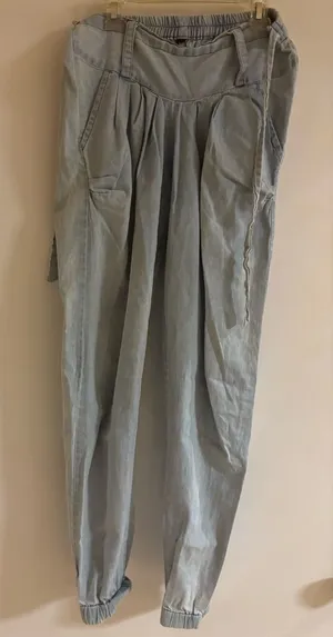 Junior,Light blue cotton Casual,tie in the front Pants w elastic in the back thumbnail 1