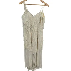 1/4 by Eletra Fringe Dress Womens S ST.12263 Ivory Tiered Flapper EUC thumbnail 3