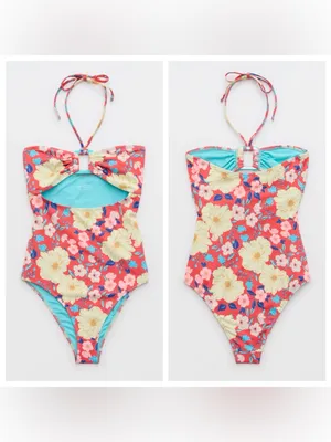 NWT Aerie Ring Bandeau Cheeky One Piece Swimsuit size XL thumbnail 2