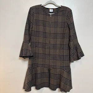 Cabi Women's Flounce‎ Jacket 3902 Tartan Plaid Zip Front Brown Navy Size Small thumbnail 2