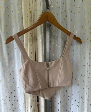 Tiger Mist Mesh Square Neckline Back Zip Nude Boning Bodice V Hem Corset Top XS thumbnail 4