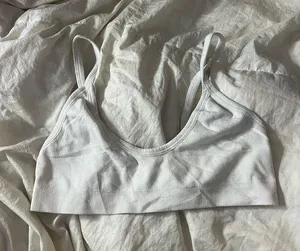 White SM scoop neck spandex bralette thumbnail 1