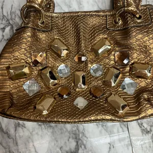 Vintage Chunky Y2K Shoulder Bag Gold by Kathy Van Zeeland 90s Gems thumbnail 2