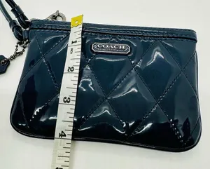 Coach Women's Dark Blue Poppy Patent Leather Coin Wristlet Purse thumbnail 10