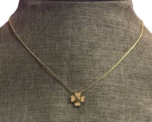 Vintage Flower Pendant Necklace Gold thumbnail 1
