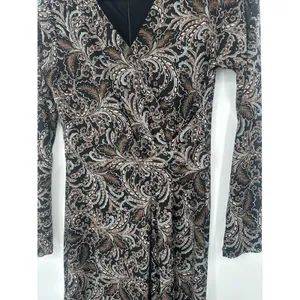 Talbots‎ Faux Wrap Midi Paisley Dress Size Medium Career Slinky Neutral Earthy thumbnail 2